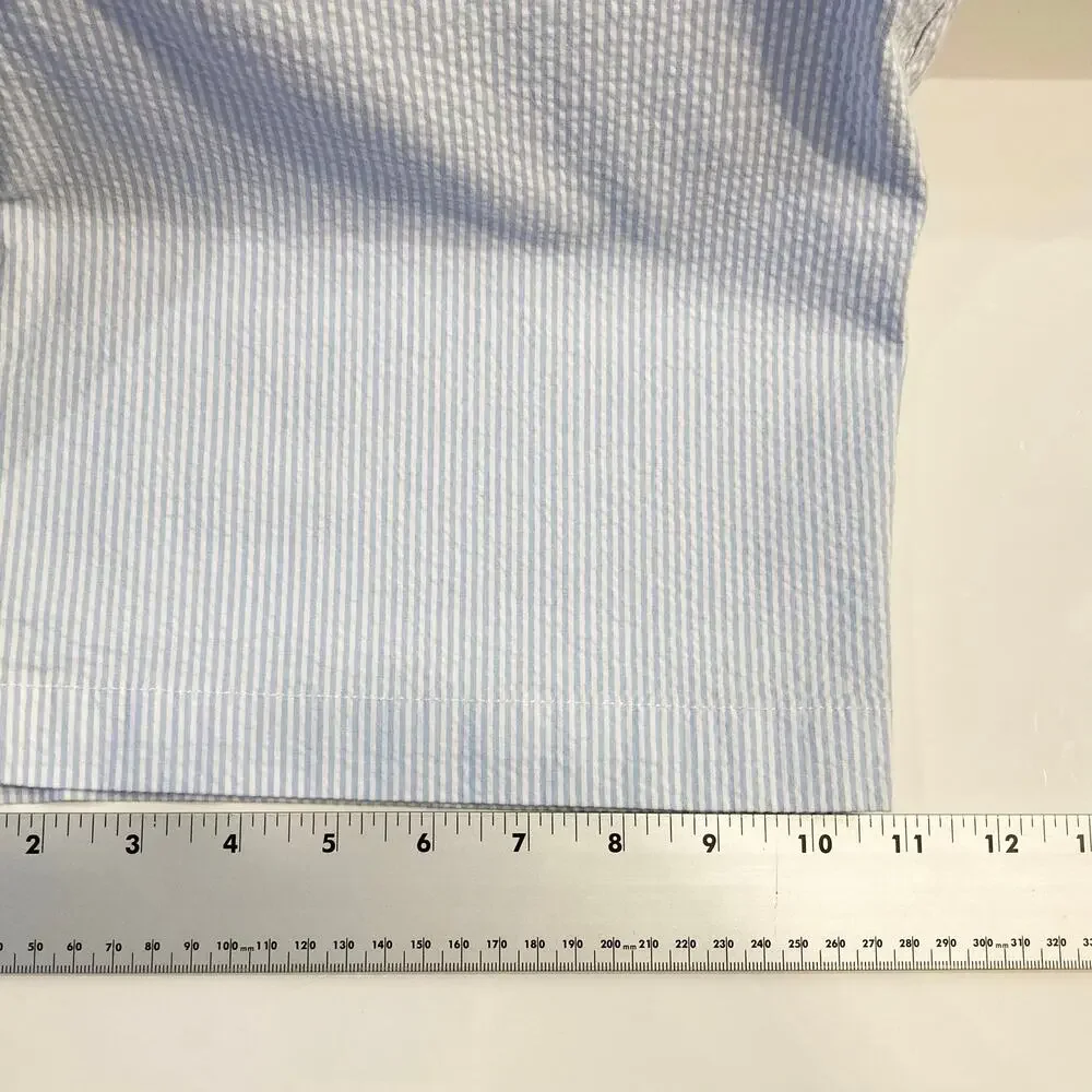 NWOT J CREW Shorts Men 34 9” Inseam Stripe Blue White Seersucker 4 Pocket Cotton